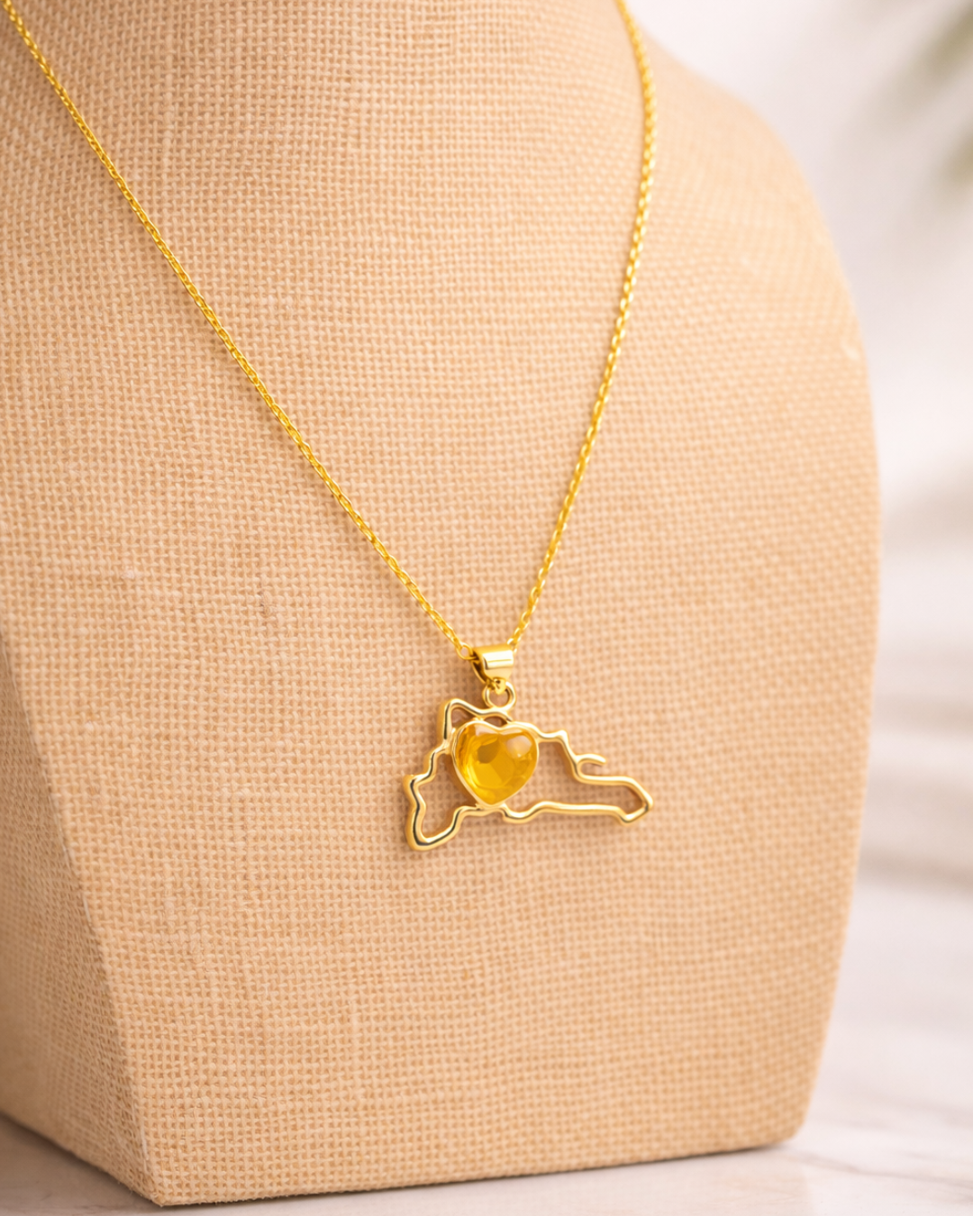 Cadena Mapa con circonia en ambar